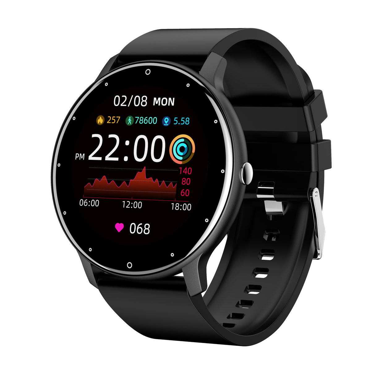 Smart Watch Round Screen Fitness Tracker with Call, Heart Rate, Sleep, Weather, and Sports Monitoring, Wearable Device