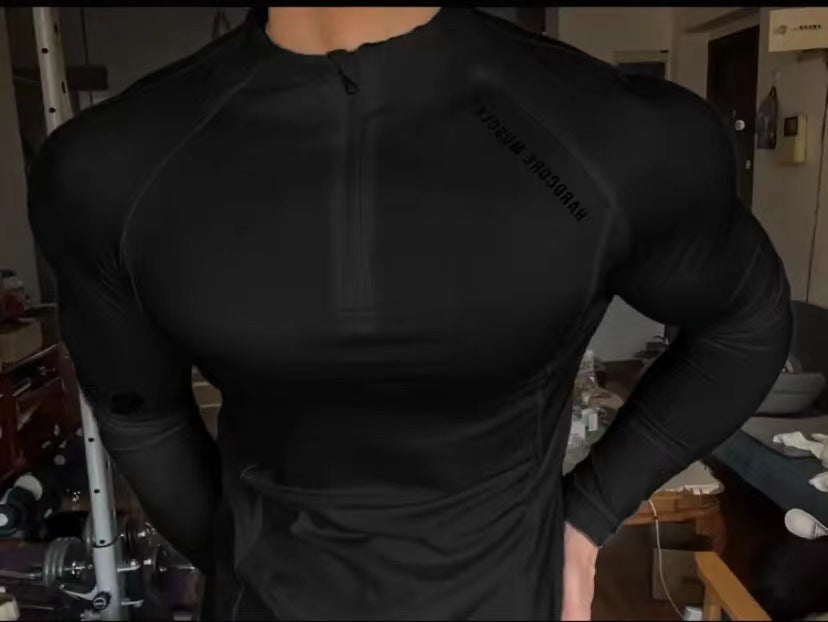Tech Series Sport Fitness Wear Cycling Jersey Men's Running Long Sleeve Compression Shirt High Elastic Quick-Dry Top Training