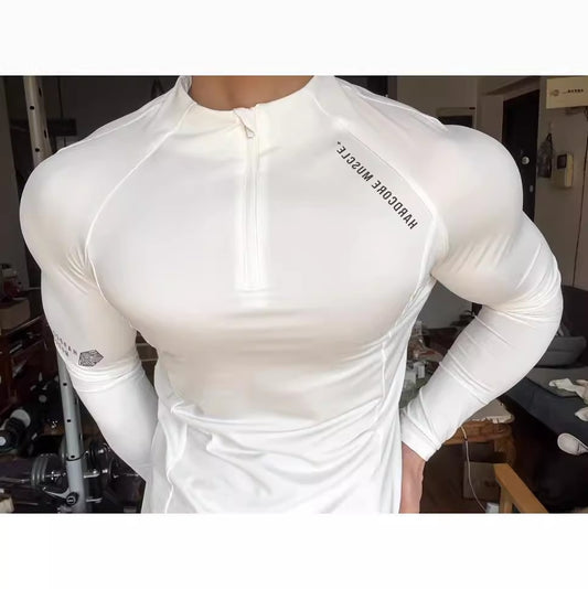 Tech Series Sport Fitness Wear Cycling Jersey Men's Running Long Sleeve Compression Shirt High Elastic Quick-Dry Top Training