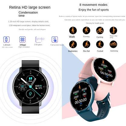 Smart Watch Round Screen Fitness Tracker with Call, Heart Rate, Sleep, Weather, and Sports Monitoring, Wearable Device